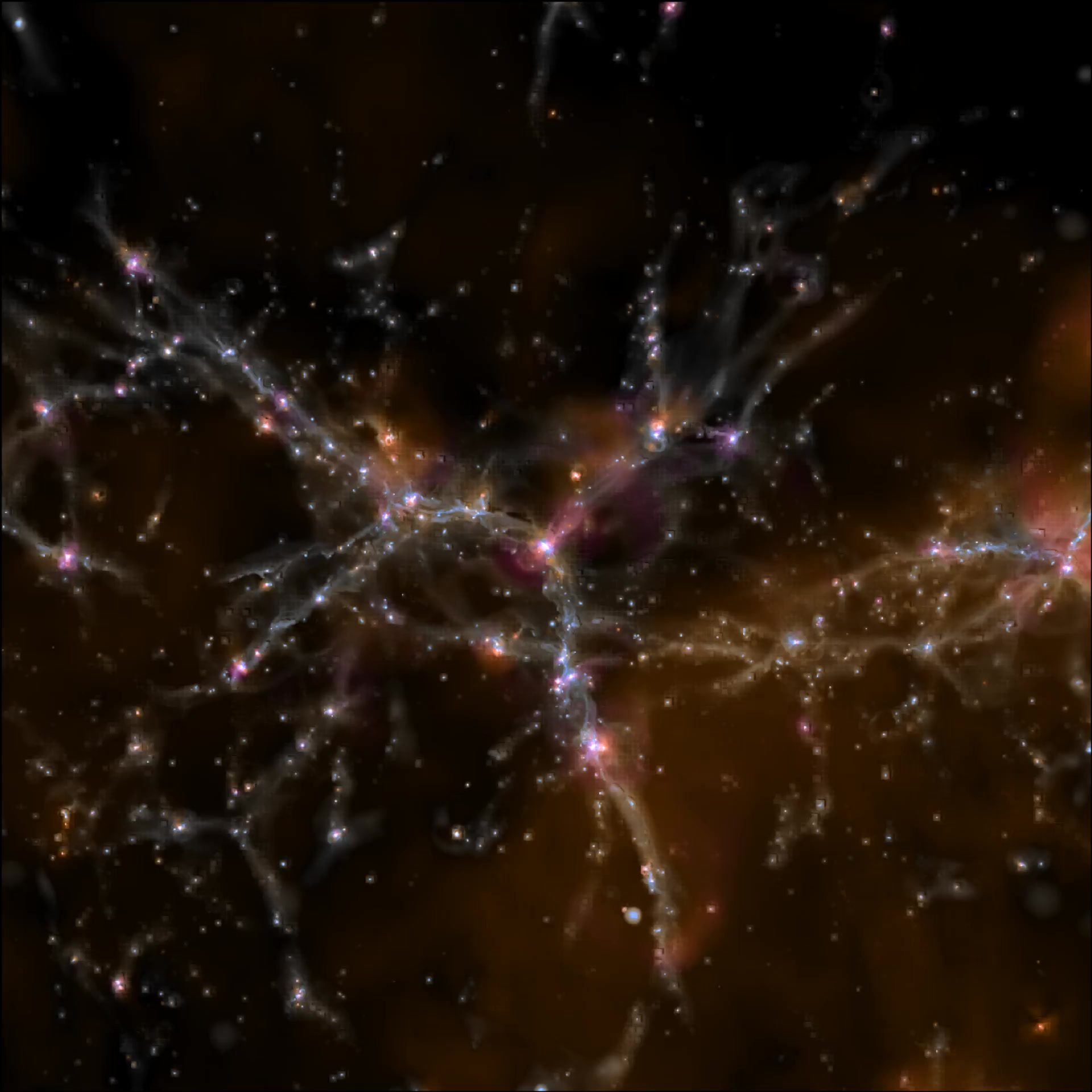 A simulated galaxy from the Azahar suite, with bright gas structure against a dark background.